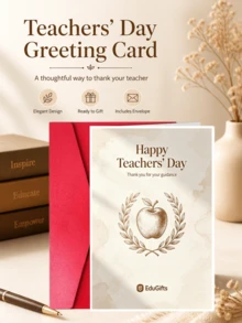 Thiệp Chúc Mừng Ngày Nhà Giáo (Kèm Phong Bì) - Thiệp Cảm Ơn Ngày Nhà Giáo Tinh Tế, Thiệp Trân Trọng In Ấn, Quà Tặng Ngày Nhà Giáo, Thiệp Ngày Lễ Trường Học, Kích Thước 10.5 X 14.8 Cm - Bộ - Xem 1