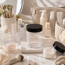 1-6Pcs Clear PET Storage Jars With Lids, 50-500ml Empty Plastic Makeup Containers And Organizer Jars - Black - View 16