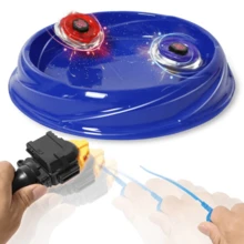 Brinquedo 4 Pião Com Metal Led + 2 Lançador + Arena,Com Led Super Rápida Pronta Para Batalha +Arena Clash de Combate - Azul - Visão 3