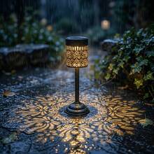 1pc Solar Mandala Peony LED Table Lamp, IP44 Waterproof Metal Outdoor Garden Pathway Decor Light - Multiple Specifications - View 5