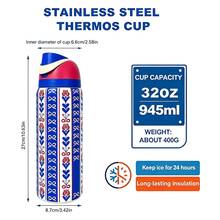 0waIaa Blue Pattern Stencil Aquarius Stainless Steel Bottle, With A Capacity Of 32 Oz (945 Ml), Can Retain Heat For Up To 24 H. It Can Keep Both Hot And Cold Beverages Warm, Suitable For Brewing Coffee And Making Iced Drinks. The Design Is Exquisite And It Is Suitable For Use In Various Occasions Valentine's Day. - 水鴨藍 - 查看 5