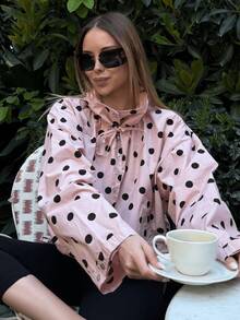 GDDYIN 2026 New Pink & Black Polka Dot Casual Jacket Spring - Pink - View 2
