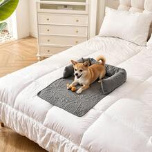 1pc Classic Pattern Ultrasonic Treated Pet Bed, Anti-Slip Scratch-Resistant Pet Sofa Bed, With Washable Sofa Cover And Pillow. Suitable For Dogs And Cats, Fits Sofa, Bed And Car Pet Bed - Light Grey - View 6