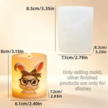 Cetakan Silikon Lilin Aromaterapi Kelinci Berkacamata Lucu yang Memakai Pita. Dekorasi Meja Unik dan Menarik. Cetakan Lilin Relief Kelinci yang Dapat Digunakan Kembali. Cetakan Silikon Ornamen Plaster DIY Lilin Aromaterapi. - A-putih - View 2