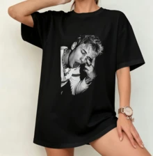 Machine GK Black And White Portrait T-Shirt | Gender-Neutral Oversized Rap-Pop Fan Shirt Black - Black - View 11