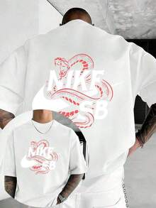 [New Products] Fashion Summer Men's Crew Neck Short Sleeve T Shirt, Solid Color Double Sided Printing, Breathable Comfortable Versatile Casual Daily Top For Outdoor And Daily Wear - 白色 - 查看 6