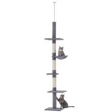 Tall, Height-Adjustable, Sturdy Cat Tree With Sisal Posts, Grey, 40 X 34 X 230-260 Cm - Grey - View 8