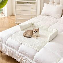 1pc Classic Pattern Ultrasonic Treated Pet Bed, Anti-Slip Scratch-Resistant Pet Sofa Bed, With Washable Sofa Cover And Pillow. Suitable For Dogs And Cats, Fits Sofa, Bed And Car Pet Bed - Light Grey - View 4