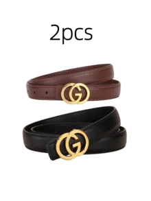 Bộ 2/1 chiếc thắt lưng nữ có thể điều chỉnh, kiểu dáng rộng rãi, thích hợp dùng hàng ngày. - Nhiều màu - Xem 2