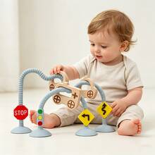 Silikon Baby Frühförderung Schiebe- und Ziehspielzeug, kleines Auto Verkehrserkennung Spielzeug, Hochstuhl Saugnapf Spielzeug, Lernspielzeug, Weihnachts- Halloween- Thanksgiving Geschenk - Verschiedenfarbig - Übersicht 7