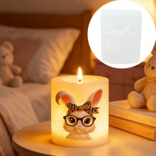 Cetakan Silikon Lilin Aromaterapi Kelinci Berkacamata Lucu yang Memakai Pita. Dekorasi Meja Unik dan Menarik. Cetakan Lilin Relief Kelinci yang Dapat Digunakan Kembali. Cetakan Silikon Ornamen Plaster DIY Lilin Aromaterapi. - A-putih - View 3