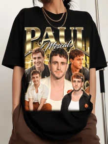 T-shirt rétro Paul Mescal – T-shirt, sweat-shirt et sweat à capuche Paul Mescal, t-shirt de sport imprimé pour homme, col rond, confortable et polyvalent, 100 % coton, 220 g - Noir - Voir 6