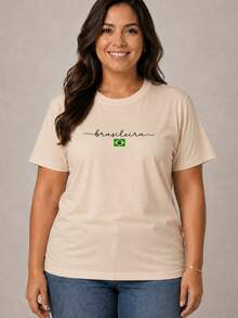 Women's Brazilian Cup T-Shirt/Blouse 2026 Stylish 100% - Màu be - Xem 9