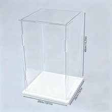 1pc Transparent Acrylic Display Case - Showcase Cabinet, White Base, Multiple Size Options, Dustproof Desktop Organizer Stand - Contemporary Style, Action Figure Plastic Material, Car Model, Collectibles, For Room, Store And Office Desk Storage - White Display Box - View 16