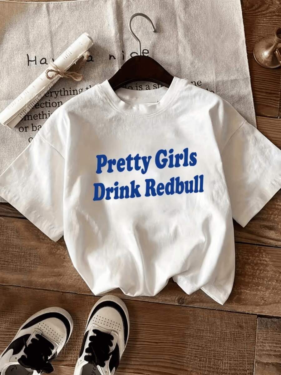 A Fun Phrase Celebrating The Energy And Confidence Of Modern Women, Featuring Prominent Blue Typography In The Center, Conveys A Positive Attitude And Casual Style. This Comfortable Women's T-Shirt Is Ideal For Everyday Wear. - 白色 - 查看 1