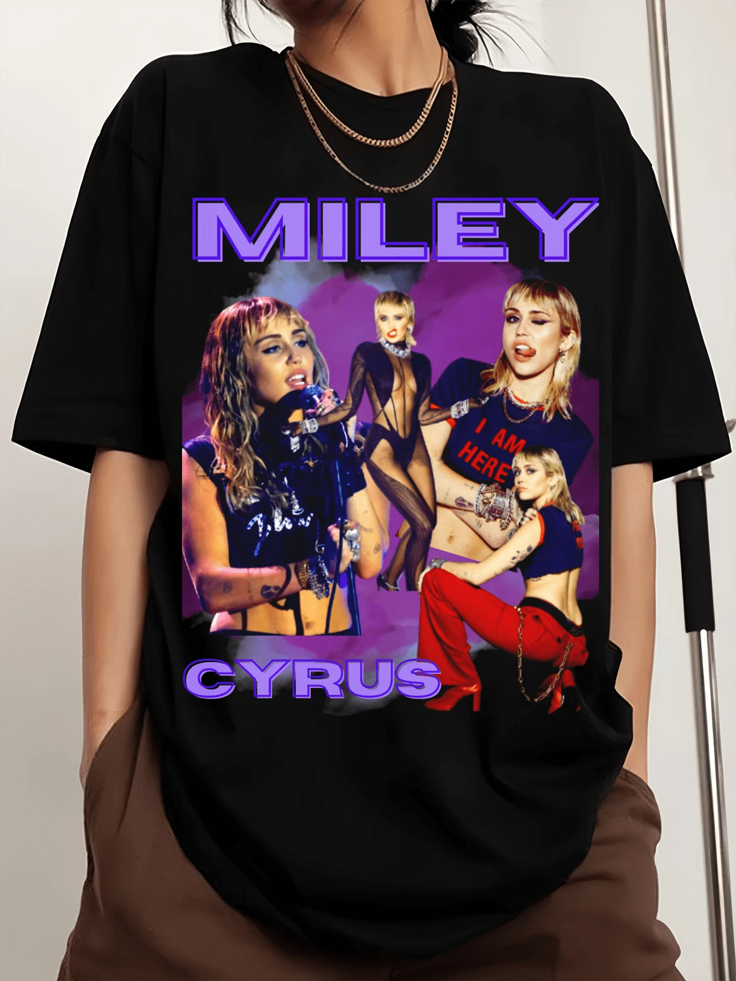 Mileys Cyruss Classic T-Shirt, Crew Neck, Printed Men's Fashion Short Sleeve Sports T-Shirt, Comfortable And Versatile, 100% Cotton, 220g - Black - View 1
