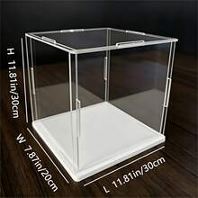 1pc Transparent Acrylic Display Case - Showcase Cabinet, White Base, Multiple Size Options, Dustproof Desktop Organizer Stand - Contemporary Style, Action Figure Plastic Material, Car Model, Collectibles, For Room, Store And Office Desk Storage - White Display Box - View 15