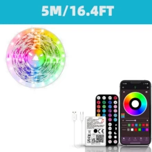 Tira de luz LED de 3-100 pies con función de sincronización de música y cambio de color, controlable a través de una aplicación y un control remoto de 44 teclas, adecuado para la sala de estar, la cocina, el armario y las escaleras - Multicolor - Ver 10