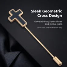 1pc Gold/Silver Cross Brooch, Unisex Suit, Coat, Hat, Shirt Accessory - Gold - View 4