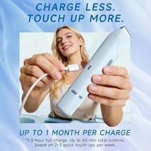 2 In 1 Women Electric Razor & Bikini Trimmer, IPX7 Waterproof Wet Dry Shaver With Ceramic Sharp Blade, USB Rechargeable 400mAh Dual Head Hair Trimmer For Face, Underarm, Leg And Pubic Hair, Portable Personal Groomer, Gift For Men Women,Multiple Color - 淺藍色 - View 8