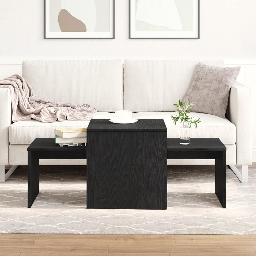Tavolini impilabili vidaXL, rovere nero, 100 x 48 x 40 cm - Multicolore - Visualizzare 1