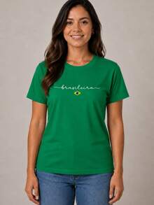 Women's Brazilian Cup T-Shirt/Blouse 2026 Stylish 100% - Cờ Xanh - Xem 6
