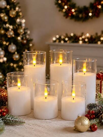 6 PCS Clear Shell LED Flameless Candles With Remote Control And Timer, Realistic Flickering Pillar Candles, Battery Powered Romantic Ambient Lights, Ideal For Valentine's Day, Proposals, Table Decor, Family Dinners And All Kinds Of Occasions