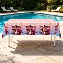 1pc K-Pop Anime Style Disposable Plastic Tablecloth, Cute Cartoon Pattern Tablecloth Suitable For K-Pop Fan Birthday Party Decoration - Multicolor - View 9