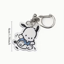 SANRIO 三丽鸥 Pochacco 钥匙扣挂件（1个），可爱动漫汽车挂件，送给动漫迷和朋友的完美礼物，适合作为情人节礼物、生日礼物、婚礼礼物、母亲节礼物、旅行配件。 - 彩色 - 查看 3