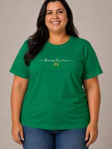 Women's Brazilian Cup T-Shirt/Blouse 2026 Stylish 100% - Cờ Xanh - Xem 7