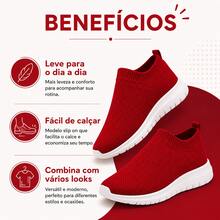 Tênis Meia Feminino Slip On Vinho Leve Confortável Do 34 ao 39 Promoção - Vermelho - Visão 9