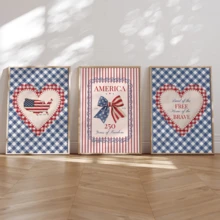 3pcs/Set Vintage Wall Art Posters, 4th Of July Patriotic Art, USA 250th Anniversary, Farmhouse Decor, Red White Blue, Independence Day, Framed Or Unframed, Room/Home Decor, College Dorm Apartment Decor, Gifts For Wall Decor In Bedroom - A - View 4