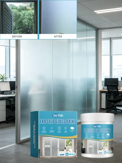 JUE FISH Matte Glass Paint For Windows And Doors, Provides Luxurious Frosted Effect And Soft Texture, Designed For Home Glass, Offers Strong Privacy Protection And Blocks Light, Eliminates Embarrassing Transparency. Waterproof And Moisture-Resistant, Suitable For Humid Bathroom Environment, Smooth Application With Uniform Color, Long-Lasting. Can Be Freely Applied To Windows, Doors, Shower Enclosures And Display Cases, Reduces Glare And Softens Vision. Minimalist And Multifunctional, It Can Quickly Enhance The Ambiance Of A Space, Protecting Home Privacy While Improving Aesthetics.