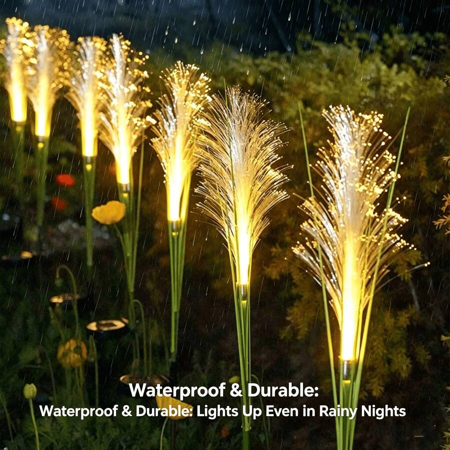 1pc Reed Solar LED Lights: Waterproof Outdoor Garden Landscape Lights; Solar-Powered Garden Lights For Decorating Pathways, Flower Beds, And Lawns - Warm White - View 1