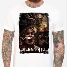 V-In.Tage Si.Le.Nt Hi.Ll Nur.Se.S T-Shirt For Men O Neck T Shirts Short Sleeve Tees Graphic Printed Clothes - 白色 - 查看 12