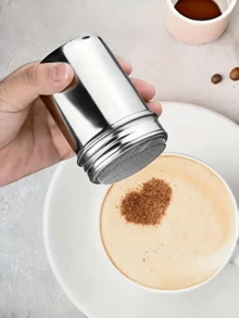 1件細孔不鏽鋼粉末撒粉器，適用於可可粉、肉桂粉和咖啡粉分發，易清洗金屬調味料分發器，居家、餐廳和咖啡廳理想之選 - 彩色 - 查看 4