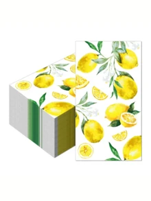 20/40pcs Lemon & Citrus Pattern Paper Napkins & Tissues, Double-Ply Disposable Napkins With Fresh Lemon Scent, Ideal For Bridal Shower, Birthday Party, Picnic, Dinner Party, Restaurant, Kitchen, Summer Party And Fruit-Themed Events - A - View 3