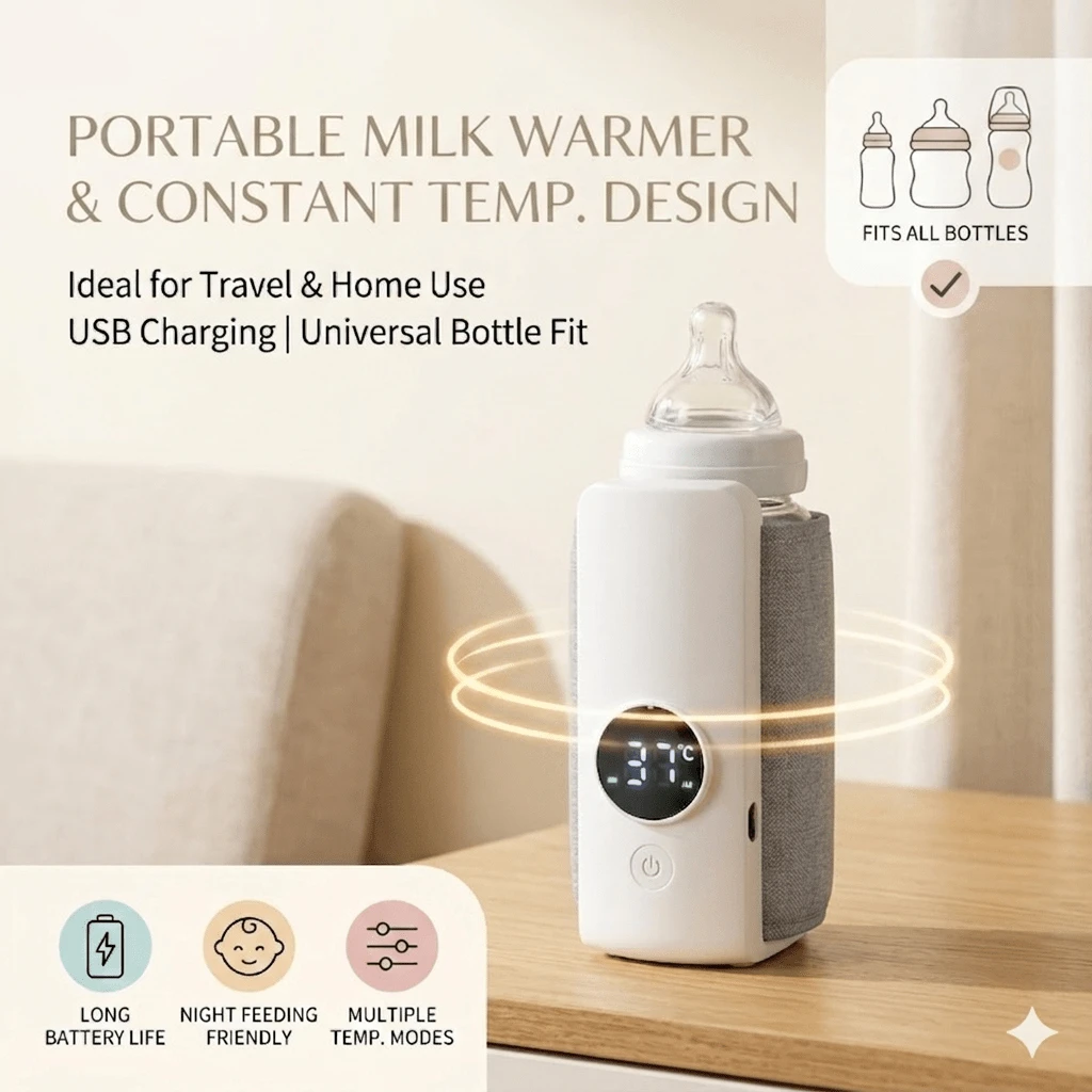 Penghangat Botol Bayi Nirkabel Portabel, Layar Digital Cerdas, Dapat Diisi Ulang USB, Dudukan Mobil, Kontrol Suhu ASI, 6 Pengaturan Suhu, Perlengkapan Perjalanan/Pemberian Makan Malam Universal, Fungsi Ganda: Menghangatkan Susu, Teh, Makanan Kaleng, 2000mAh - MultiWarna - View 1