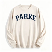 1PCSWomen's Casual "PARKE" Letter Print Loose Pullover Sweatshirt, Encountering Lazy Fashion.-Premium Cotton Graphic Printed Round Neck T-Shirts-365TValentine Gift - Apricot - View 16