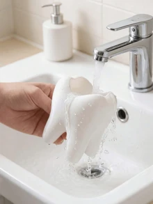 Creative Fun Toothbrush Holder, Large White Tooth-Shaped Toothbrush Cup, Desktop Storage Decorative Ceramic Container, Can Hold Toothbrush, Toothpaste, Flower Pot, Vase, Bathroom Supplies. Warm Home Bathroom Decor For Autumn And Back To School Season - One Size Fits All - View 6