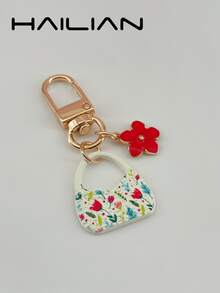 HAILIAN 花卉印花迷你手提包钥匙扣，可爱珐琅花朵吊坠包饰，ins风多色甜美风格配饰，青少年女孩的完美礼物 - 彩色 - 查看 14