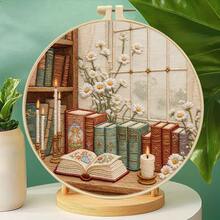 Beginner-Friendly Cozy Home Scene Embroidery Kit, Handmade DIY With Embroidery Hoop & Tools, Healing Desktop / Wall Decor - Multicolor - View 6