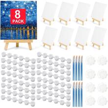 8Pack Painting Supplies Kit For Adults, 8 * 10In Canvas Boards With Easel Stand, Acrylic Paint Set, Artist Paint Brushes Set, Paint Trays, Sip And Paint Kit - set - View 7