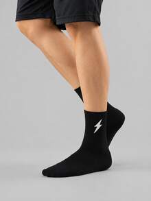 Lightning Pattern Crew Socks For Men And Women, 5 Pairs Unisex Casual Athletic Socks With Ribbed Cuff, Comfortable Fit For Daily Wear, Gym, Running, Walking - Multicolor - View 18