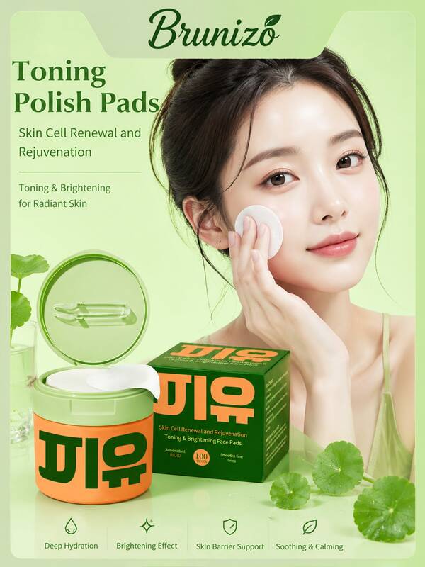 Toning Polish Pads - Korean Skincare For Dark Spots, Wrinkles & Dull Skin - Hydrating Facial Care With Snail Mucin, Niacinamide, Peptides & Centella - 100 Count