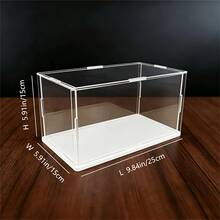1pc Transparent Acrylic Display Case - Showcase Cabinet, White Base, Multiple Size Options, Dustproof Desktop Organizer Stand - Contemporary Style, Action Figure Plastic Material, Car Model, Collectibles, For Room, Store And Office Desk Storage - White Display Box - View 10