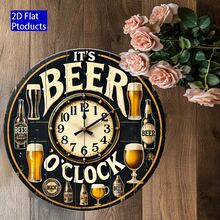 2D Plane, Not A Clock, Does Not Move. Metal Iron Circular Logo, Retro "It's Beer O'Clo" Decorative Logo - Country Style Beer-Themed Art, Suitable For Families, Bars, Kitchens, Men's Caves, As Shown In The Size Chart. - Multicolor - View 5