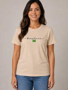 Women's Brazilian Cup T-Shirt/Blouse 2026 Stylish 100% - Màu be - Xem 13