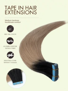 20pcs Seamless Skin-Tone Double-Sided Tape-In Human Hair Extensions, Suitable For Salon Use - Multicolor - View 8