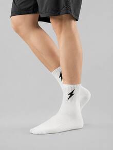 Lightning Pattern Crew Socks For Men And Women, 5 Pairs Unisex Casual Athletic Socks With Ribbed Cuff, Comfortable Fit For Daily Wear, Gym, Running, Walking - Multicolor - View 15